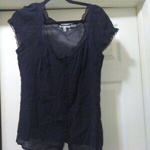 YES 💲2⃣▶Elegant Black Lace Trim Blouse
